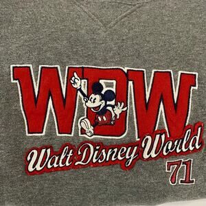Walt Disney World WDW '71 Sweatshirt Gray Embroidered Mickey Mouse Size XL